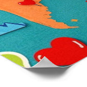 ハートのピンが付いた世界地図を旅しよう ポスター (角)