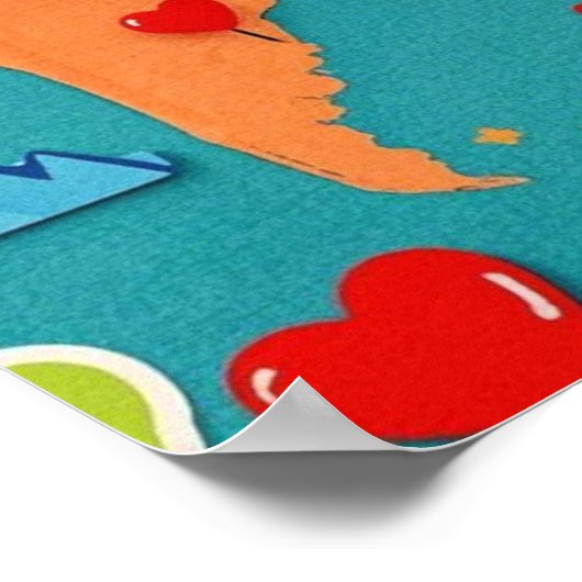 ハートのピンが付いた世界地図を旅しよう ポスター (角)