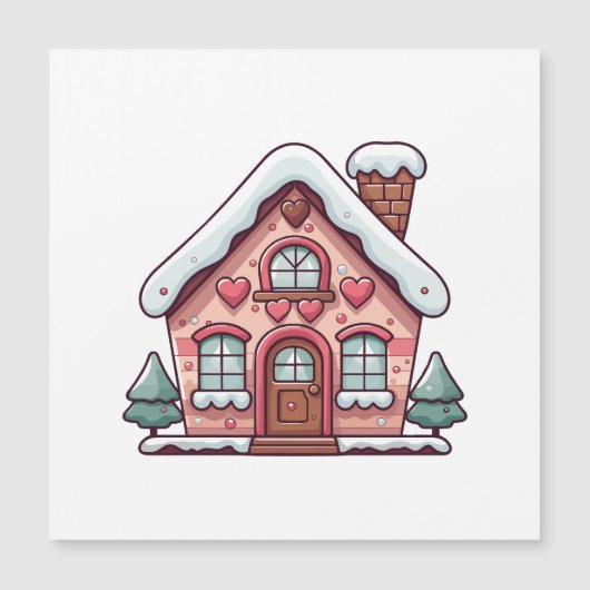ハートのピンクのジンジャーブレッドハウス (正面)
