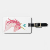 ハートのピンクのユニコーンの魔法 ラゲッジタグ (正面横)