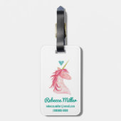 ハートのピンクのユニコーンの魔法 ラゲッジタグ (裏面縦)