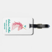 ハートのピンクのユニコーンの魔法 ラゲッジタグ (裏面横)