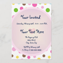ハートのピンクの水玉模様 招待状