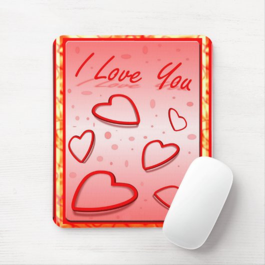 ハートのピンクの背景で「愛してる」 マウスパッド (マウス)