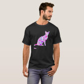 ハートのピンクパープルキャット、可愛い猫の長袖 Tシャツ (正面フル)