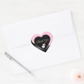 ハートのピンク ブラック ウェーブ ローズゴールド ありがとう ハートシール (封筒)