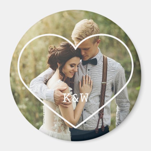 ハートのフモノグラムのレーム マグネット (正面)