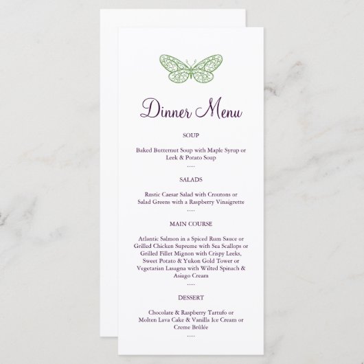 ハートのフラッターメニューが緑 メニュー (正面/裏面)