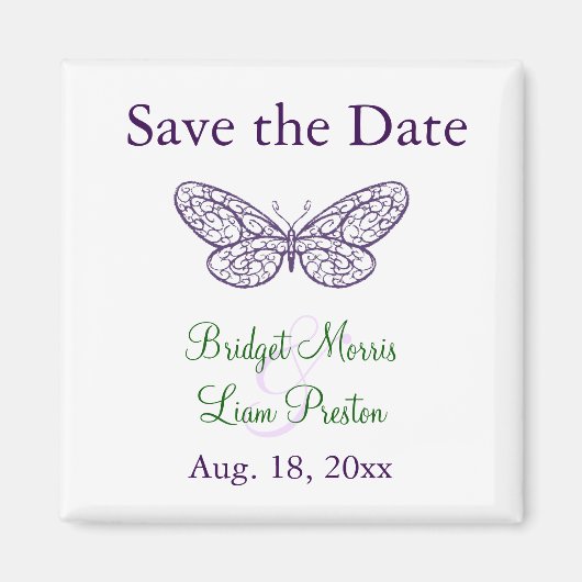 ハートのフラッター日付マグネットを保存 マグネット (正面)