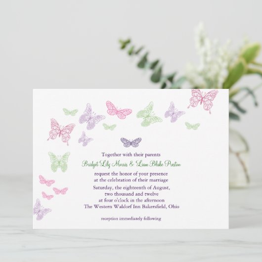 ハートのフラッタ結婚式招待状 招待状 (スタンド正面)