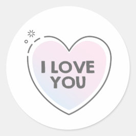 ハートのフレームアイコンに"I love you"の文字 ラウンドシール