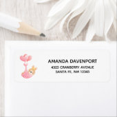 ハートのブランケットのキュートな赤ちゃんウサギ ラベル (インサイチュ)