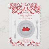 ハートのプレートリハーサルディナー招待状 招待状 (正面/裏面)