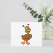 ハートのヘアバンドのダック ポストカード (スタンド正面)