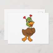 ハートのヘアバンドを付けたあひる ポストカード (正面/裏面)