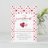 ハートのベイビーシャワー バレンタインラブ ハートの赤ちゃん歓迎会 招待状 (スタンド正面)