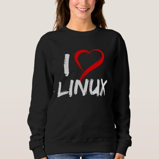 ハートのペンギン Tux オープンソースOSでLinuxが大好き スウェットシャツ (正面)