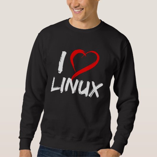 ハートのペンギンTuxオープンソースOS Linuxを愛する スウェットシャツ (正面)