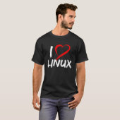 ハートのペンギンTuxオープンソースOS Linuxを愛する Tシャツ (正面フル)