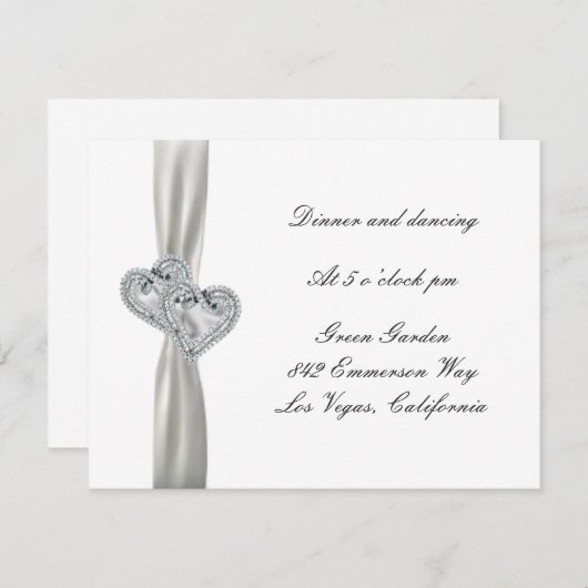 ハートのホワイトウェディング受付カード エンクロージャーカード (正面/裏面)