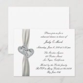 ハートのホワイト ウェディング リハーサル ディナー 招待状 (正面/裏面)