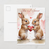 ハートのポストカード ロマンチックなウサギのカード シーズンポストカード (正面/裏面)