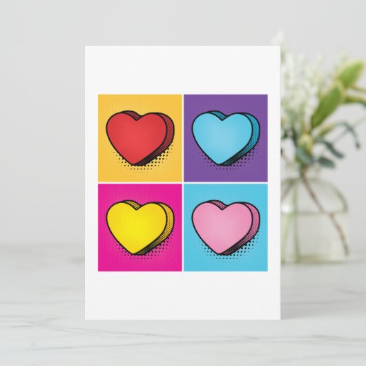 ハートのポップアート バレンタインデー キャンディハート シーズンカード (スタンド正面)