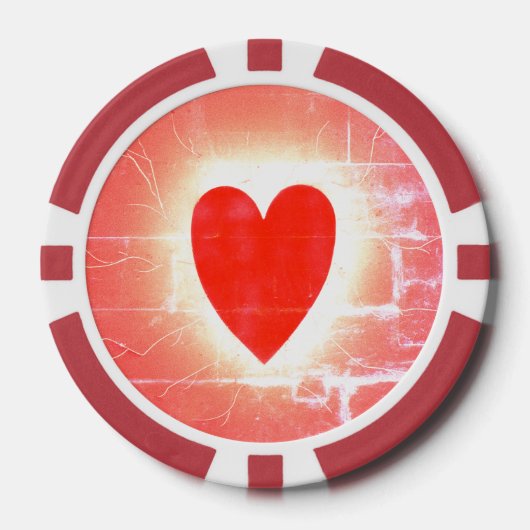 ハートのポーカーチップシンボル ポーカーチップ (正面)