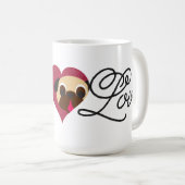 ハートのマグのグリッターのパグ愛子鹿のパグ コーヒーマグカップ (正面右)