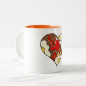 ハートのマグの上の揚げ物 ツートーンマグカップ (正面左)