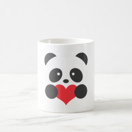 ハートのマグを握っているパンダ コーヒーマグカップ
