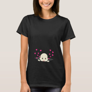 ハートのマタニティシャツによってかいま見ているベビー Tシャツ