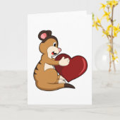 ハートのミーアキャット カード (黄色い花)