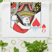 ハートのメリークリスマスの女王 キッチンタオル (折り畳み)