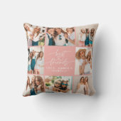 ハートのモダンピンク数々のの写真の友最高の人の数を表示 クッション (裏面)