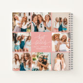 ハートのモダンピンク数々のの写真の友最高の人の数を表示 ノートブック (裏面)