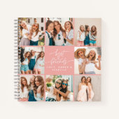 ハートのモダンピンク数々のの写真の友最高の人の数を表示 ノートブック (正面)