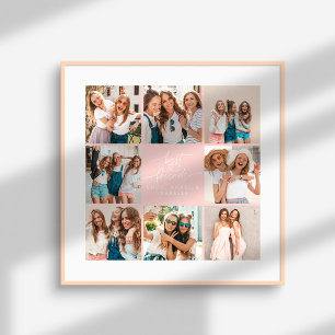 ハートのモダンピンク数々のの写真の友最高の人の数を表示 ポスター