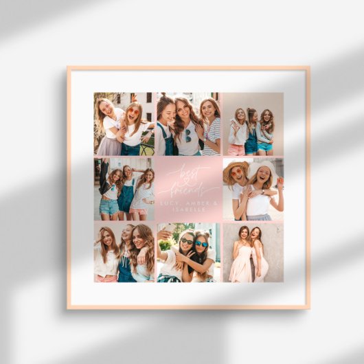 ハートのモダンピンク数々のの写真の友最高の人の数を表示 ポスター
