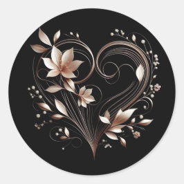 ハートのモダンローズゴールドフラワー ラウンドシール