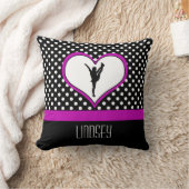 ハートのモノグラムのでクラシックなピンクの応援の水玉模様 クッション (ブランケット)