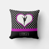 ハートのモノグラムのでクラシックなピンクの応援の水玉模様 クッション (正面)