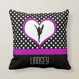 ハートのモノグラムのでクラシックなピンクの応援の水玉模様 クッション