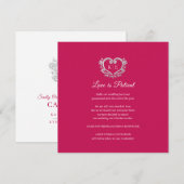 ハートのモノグラム キャンセルされた結婚式 愛の忍耐 赤 案内状 (正面/裏面)