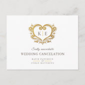 ハートのモノグラム 結婚式 キャンセレーション ゴールド ブラウン アンノ 案内ポストカード (正面)