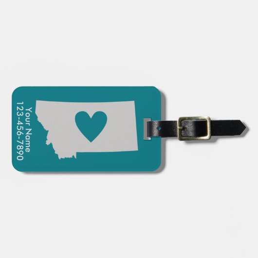 ハートのモンタナの州のカスタムな荷物のラベル ラゲッジタグ (正面横)