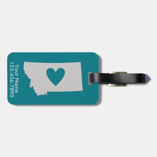 ハートのモンタナの州のカスタムな荷物のラベル ラゲッジタグ (裏面横)