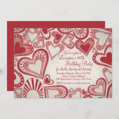 ハートのモンタージュの赤の招待状 招待状 (正面/裏面)