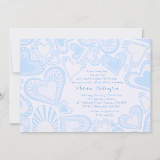 ハートのモンタージュの青の招待状 招待状 (正面)