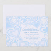 ハートのモンタージュの青の招待状 招待状 (正面/裏面)